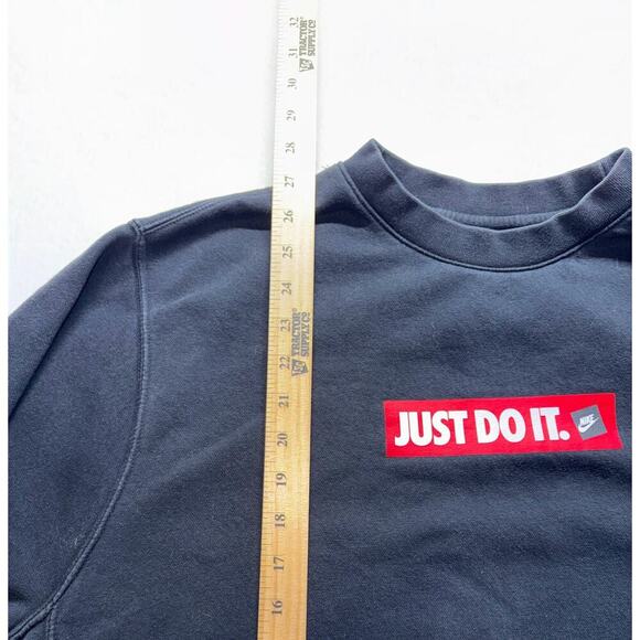 Nike Just Do It Crewneck Sweatshirt Black Mens Large "JUST DO IT" Red White - Picture 7 of 8